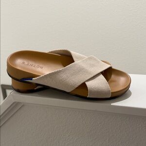 Rothy's Tan Cross-Strap Sandals
